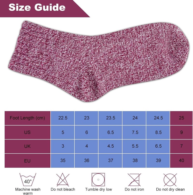 Lisacool 5 Pairs Womens Wool Socks - Winter Warm Socks - Thick Thermal Knit Vintage Cozy Crew Soft Gifts for Women - Image 5